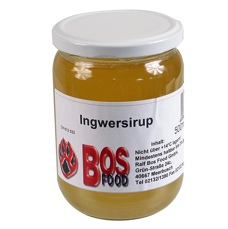 Ingwersirup, zum Tee oder als würzende Zutat - 500 ml - Glas