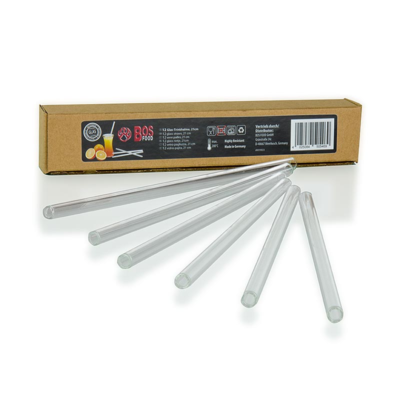 Glas-Trinkhalme, 21cm - 12 St - Karton Glas-Trinkhalme, 21cm - 12 St - Karton