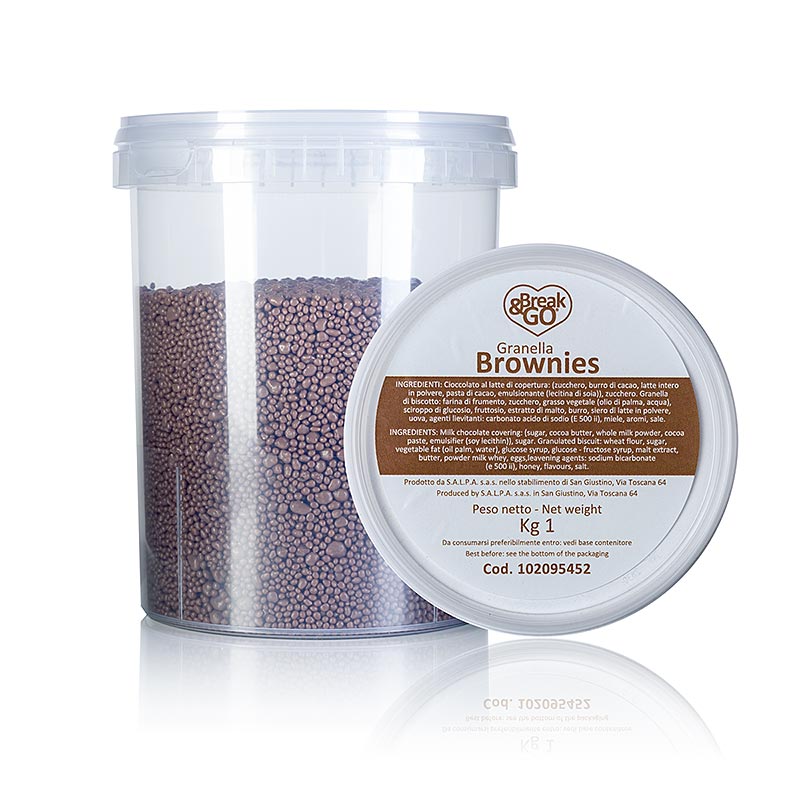 Brownie Granulat, mit Schokolade umhüllt Sosa - 1 kg - Dose Brownie Granulat, mit Schokolade umhüllt Sosa - 1 kg - Dose