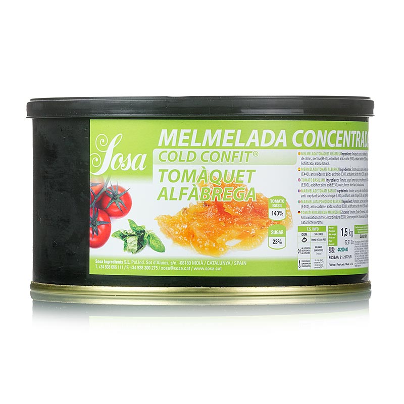 Sosa Cold Confit - Tomatenkonfitüre, mit Basilikum - 1,5 kg - Dose Sosa Cold Confit - Tomatenkonfitüre, mit Basilikum - 1,5 kg - Dose