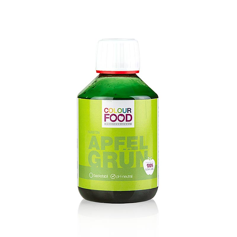 ColourFood Lebensmittelfarbe - Apfel Grün, flüssig, wasserlöslich, vegan - 250 g - Pe-flasche