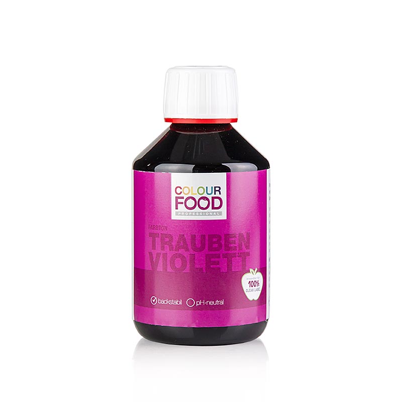ColourFood Lebensmittelfarbe - Trauben Violett, flüssig, wasserlöslich, vegan - 250 g - Pe-flasche