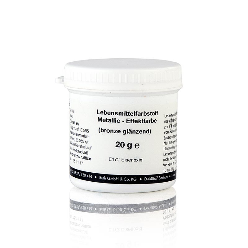 Colorant alimentaire en poudre, bronze métallisé, effet bronze brillant et pailleté, Ruth - 20 g - Pe-dose