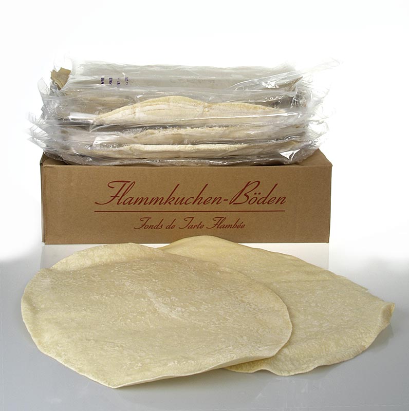 Tarte flambee dough base, oval, approx. 28 x 38 cm - 7.5kg, 50 pieces - Cardboard