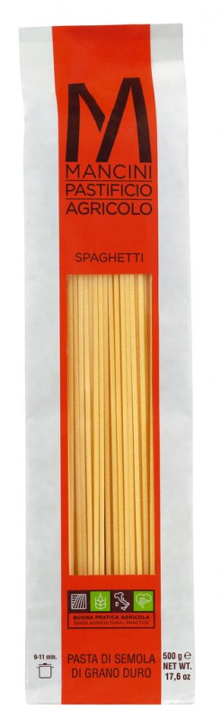Spaghetti, durumhvede semuljepasta, Pasta Mancini - 500 g - pakke