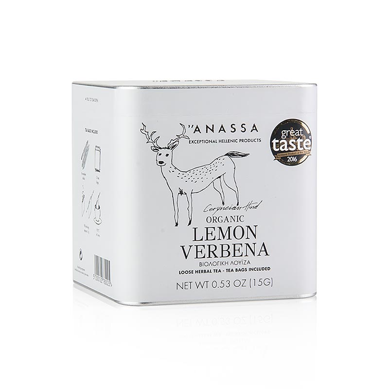 ANASSA Lemon Verbena Tee (Zitronen Eisenkraut), lose mit 15 Beuteln, BIO - 15 g - Packung