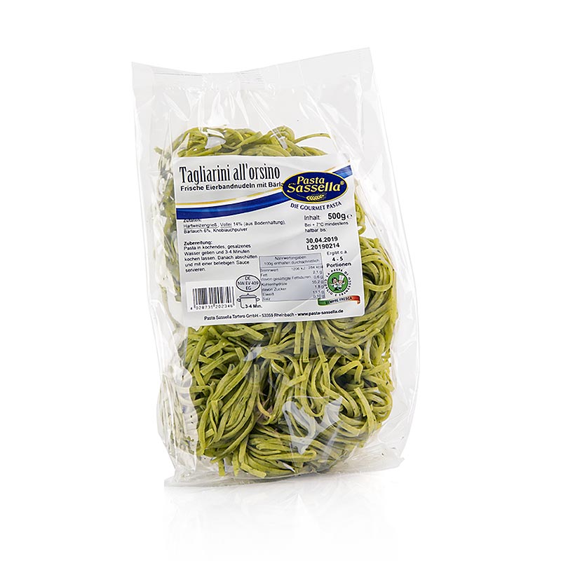 Frische Tagliarini mit Bärlauch (all`orsino) Bandnudel, 4mm, Pasta Sassella - 500 g - Beutel