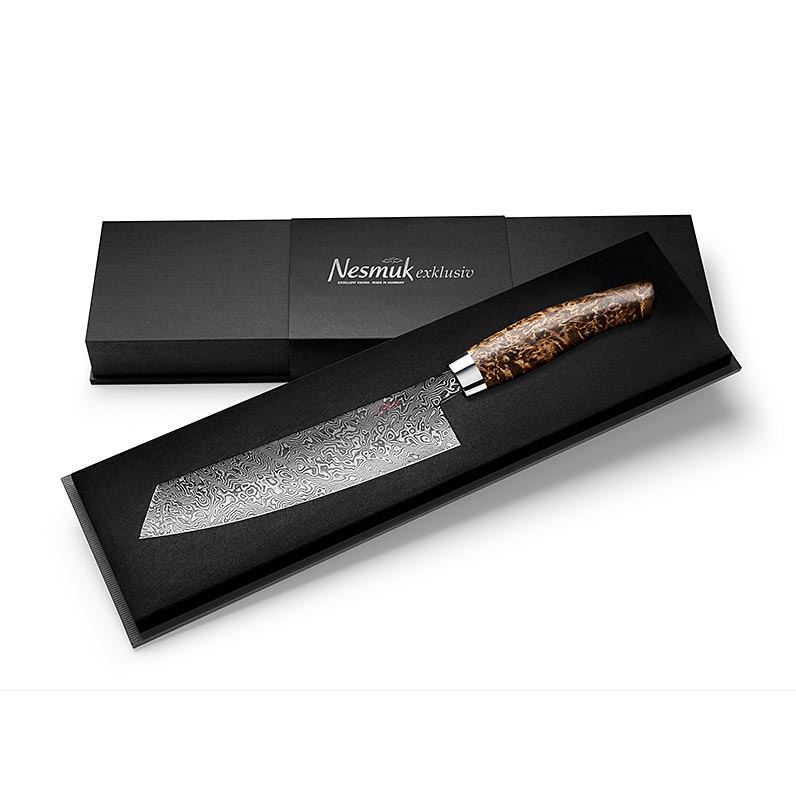 Nesmuk EXKLUSIV C90, couteau de chef damassé, 180mm, manche en bouleau frisé - 1 pc - caisse
