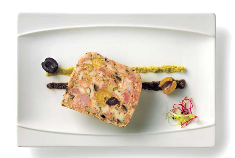 Terrine von Kaninchen, mit Oliven, Rougie - 1 kg - Schale