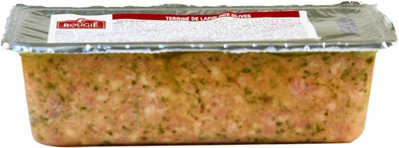 Terrine de lapin, aux olives, rougie - 1 kg - Peler