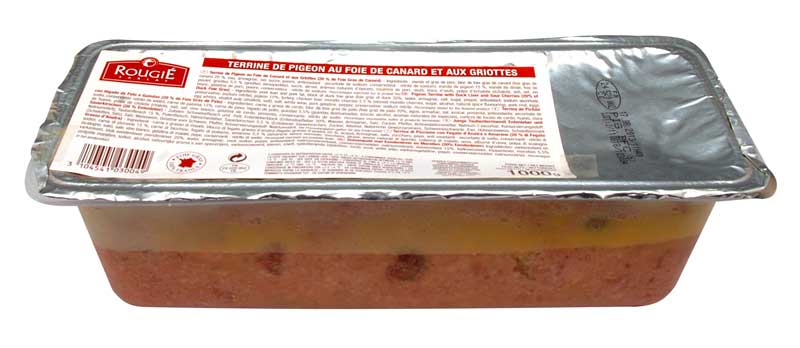 Terrine af duer, med kirsebær og andelever foie gras (20%), Rougie - 1 kg - Pe-shell