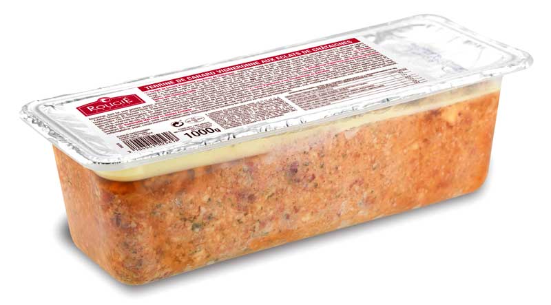 Terrine of duck meat Vigneronne, with chestnuts, trapeze, rougie - 1 kg - Pe-shell