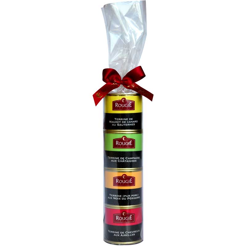 Terrinen Geschenkset, 4 Sorten, Rougie - 400 g, 4 x 100g - Dose Terrinen Geschenkset, 4 Sorten, Rougie - 400 g, 4 x 100g - Dose