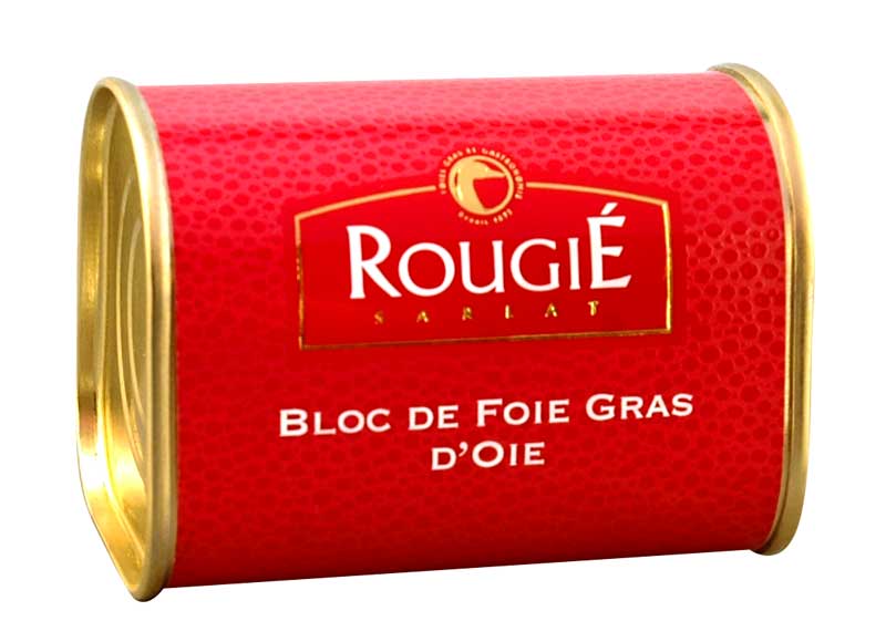 Foie gras block, foie gras, trapeze, half preserve, rougie - 145 g - can