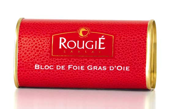 Gänsestopfleberblock, Foie Gras, Trapez, Halbkonserve, Rougie - 210 g - Dose