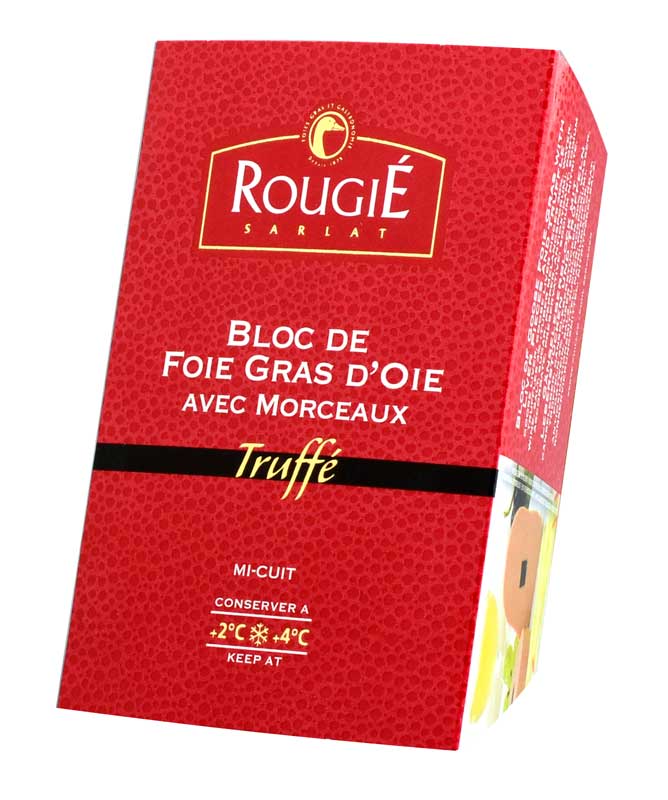 Gänsestopfleberblock, mit Stücken, 3% Trüffel, Foie Gras, Trapez, Rougie - 180 g - Dose