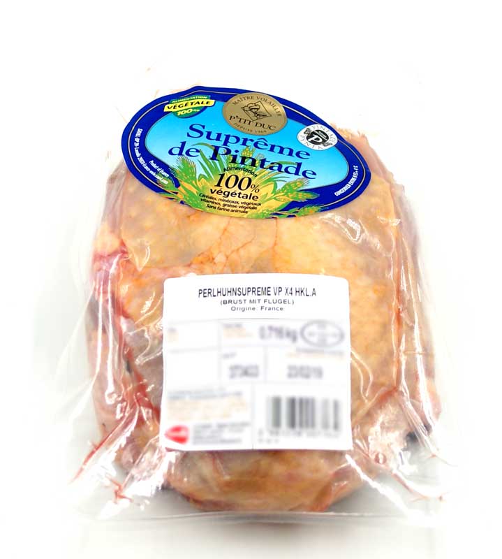 Guinea fowl breast with wings 4 pieces, poultry from France - about 700 gr - vacuum
