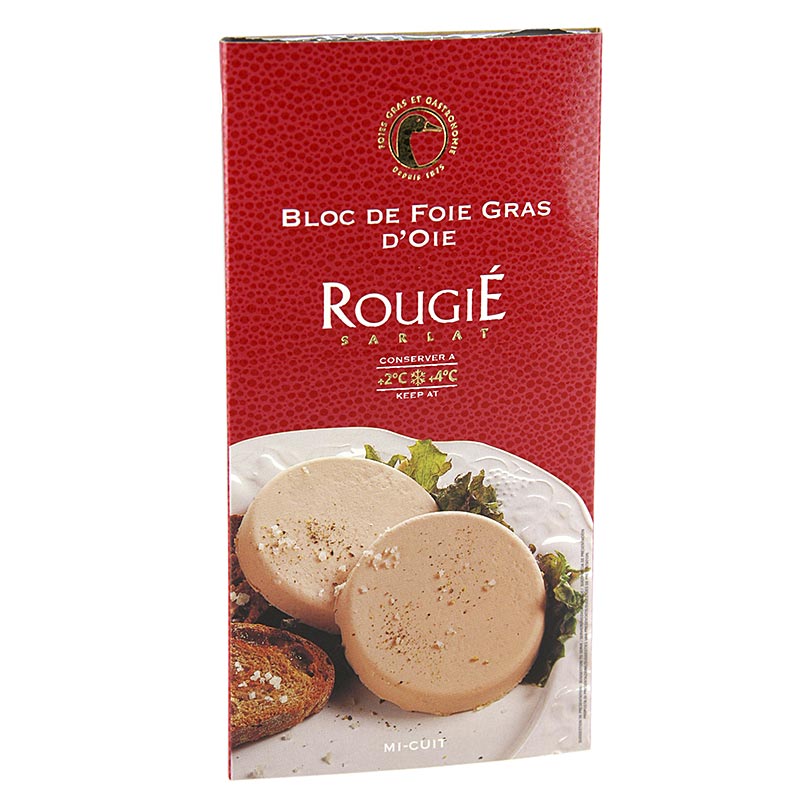 Bloc de foie d`oie, 2 tranches d`environ 40 g chacune, rougie - 80 g - Pe-shell