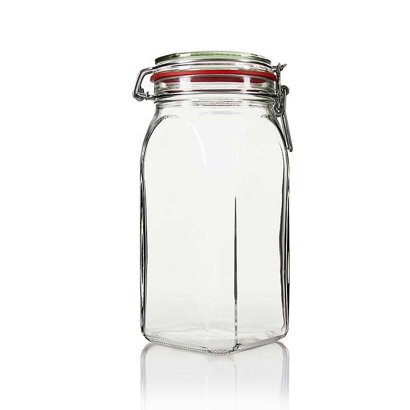 Drahtbügelglas - Bocal 1540 ml, inkl. Gummi, quadratisch - 1 St - Lose Drahtbügelglas - Bocal 1540 ml, inkl. Gummi, quadratisch - 1 St - Lose