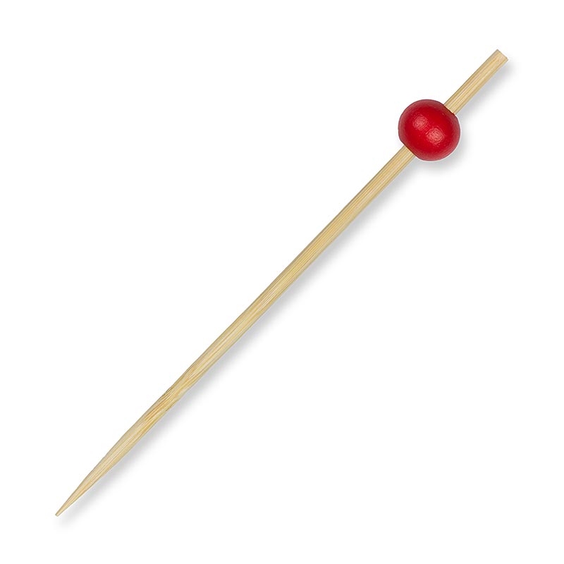 Bambus-Spieße, mit roter Kugel, 12,5 cm - 100 St - Beutel