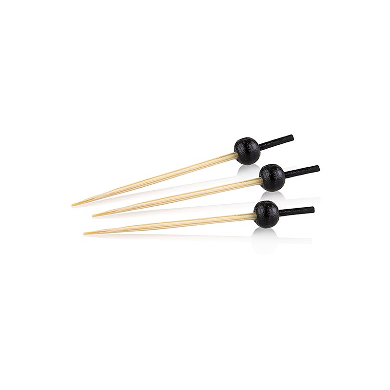 Brochettes en bois, avec extrémité noire, boule noire, 6 cm - 100 heures - 