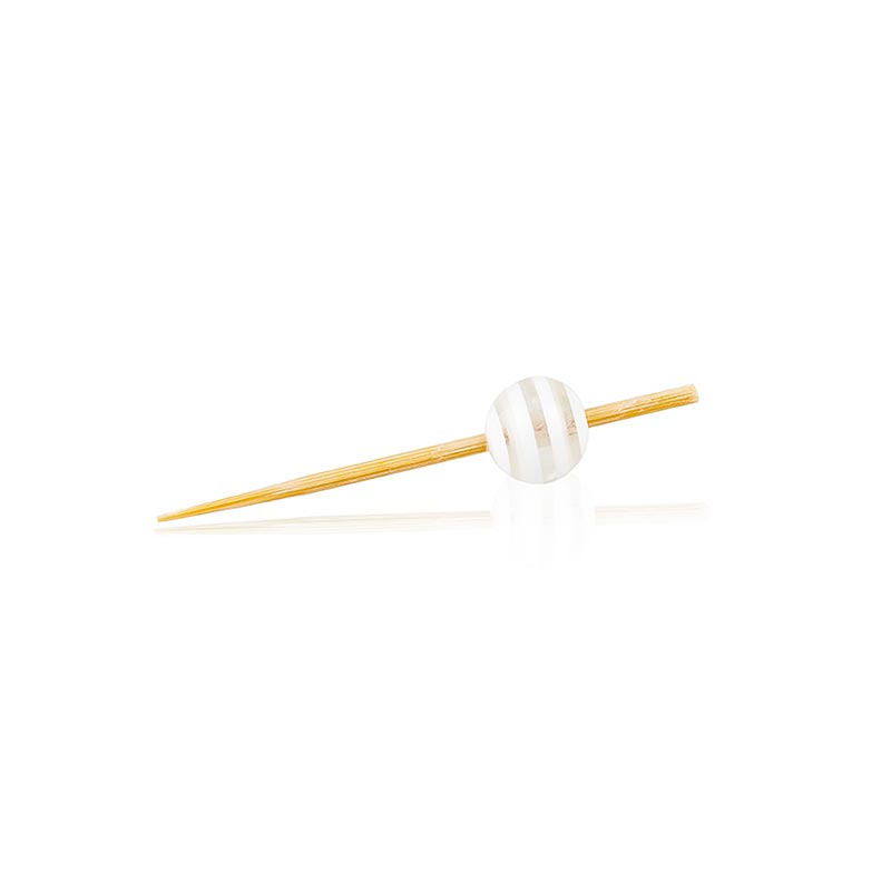 Wooden skewers, with crystal ball clear / white striped, 5 cm - 100 hours - 