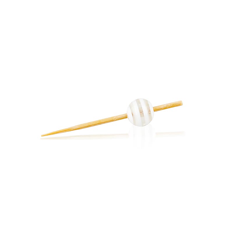 Brochettes en bois, avec boule de cristal transparente / rayée blanche, 5 cm - 100 heures - 