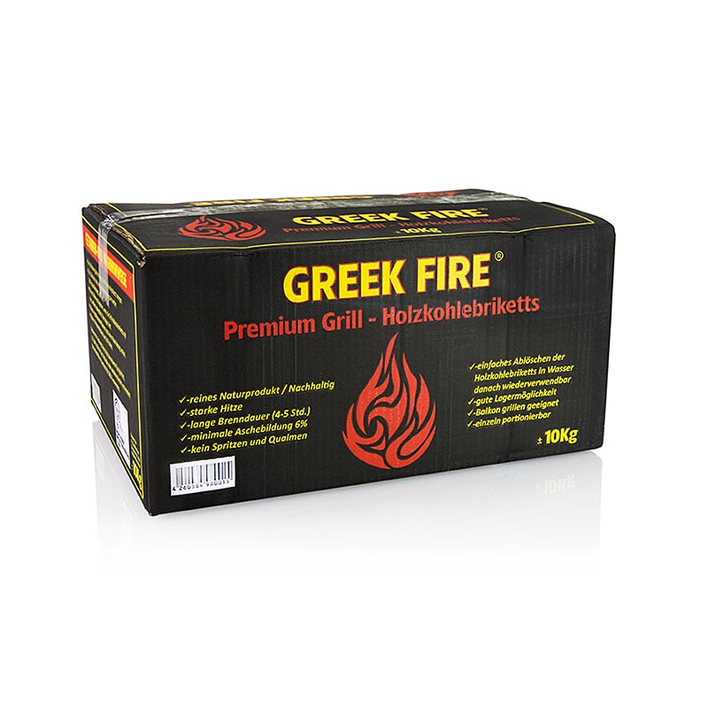 Barbecue Grill - briquettes de charbon de bois, Greek Fire - 10 kg - carton