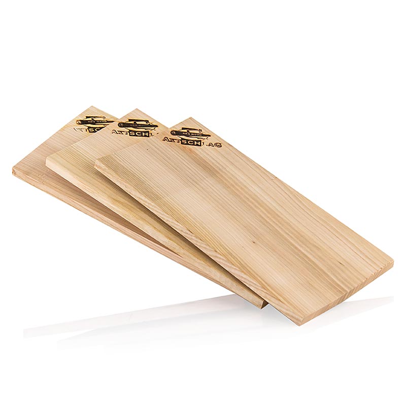Grill BBQ - Wood Planks Grillbretter, Kirschholz (Cherry), 15x30x1,1cm - 3 Stück - Folie