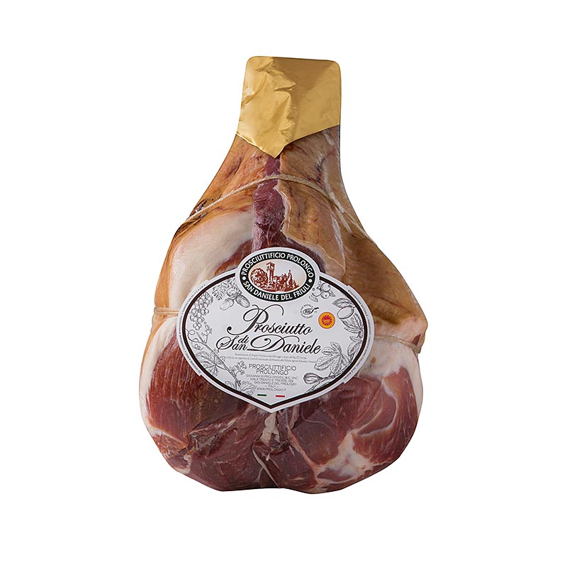 Jambon San Daniele DOP, jambon entier désossé, lié à la main - environ 7,5 kg - vide Jambon San Daniele DOP, jambon entier désossé, lié à la main - environ 7,5 kg - vide