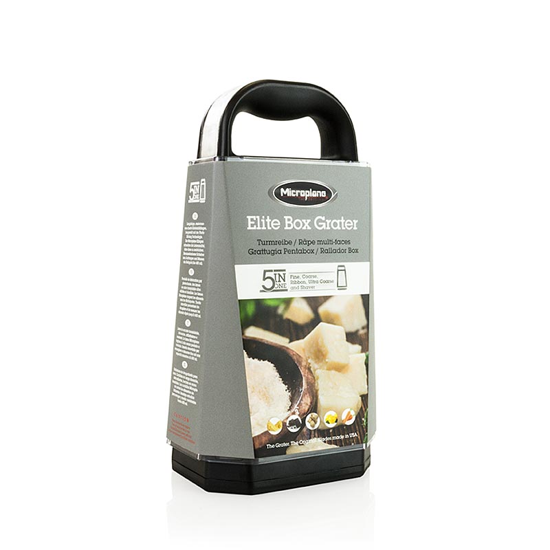 Elite Series - Tower grater, 5 grating surfaces, fine / planer / medium coarse / very coarse - 1 piece - film Elite Series - Tower grater, 5 grating surfaces, fine / planer / medium coarse / very coarse - 1 piece - film