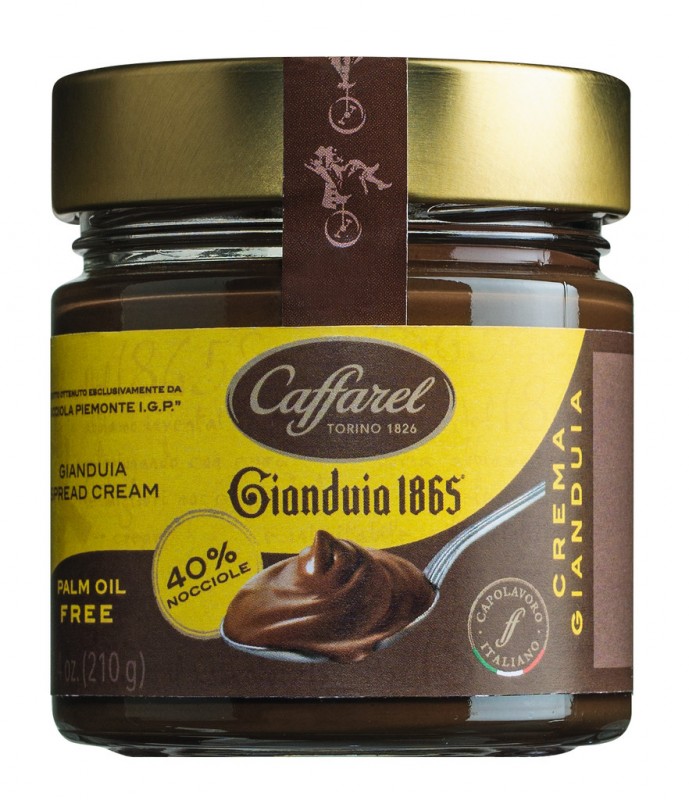 Crema gianduia al latte, gianduia cream, caffarel - 210 g - Glass