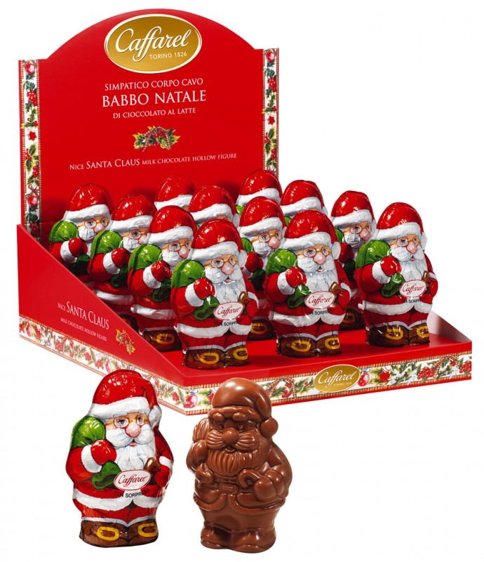 Weihnachtsmänner mit Überraschung, Santa Hollow figure, Caffarel - 12 x 100 g - Display Weihnachtsmänner mit Überraschung, Santa Hollow figure, Caffarel - 12 x 100 g - Display