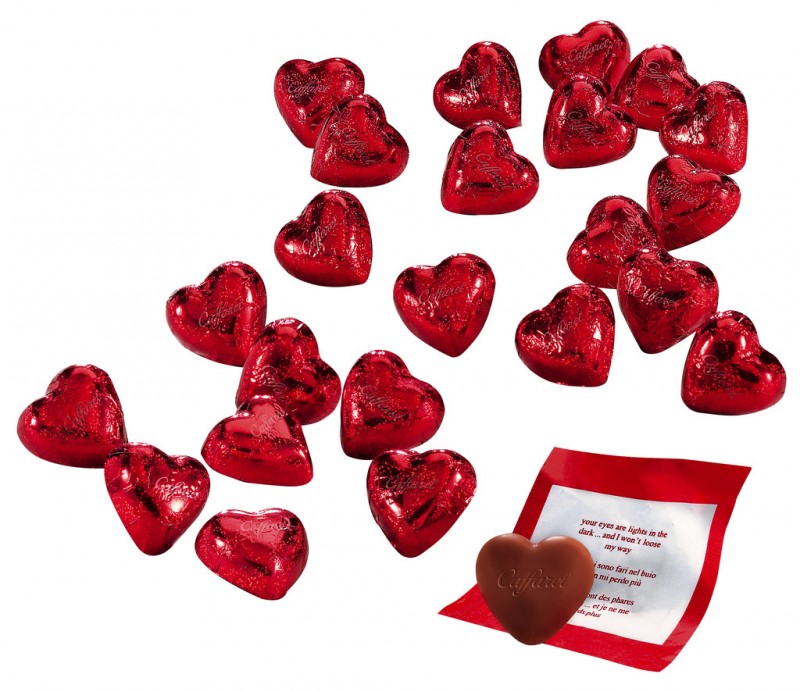 Cuoricini di cioccolato al latte, sfusi, milk chocolate hearts, small, loose, caffarel - 1,000 g - kg