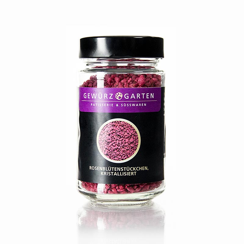 Spice garden rose petal pieces, crystallized - 140 g - Glass