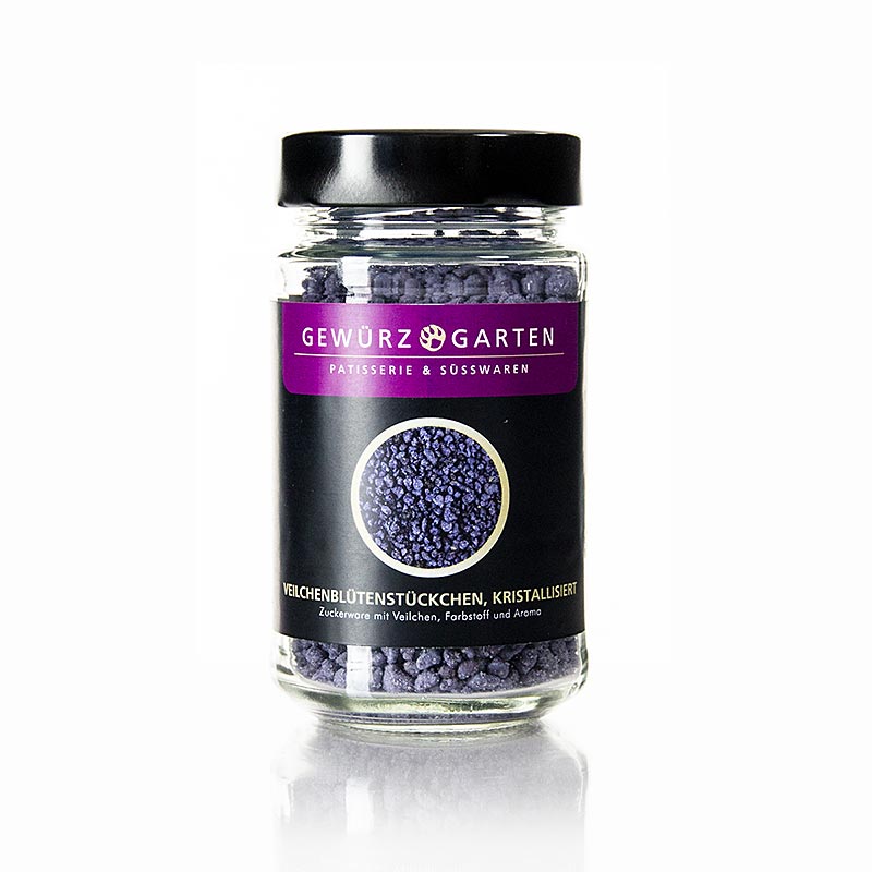Krydder havestykker af violette blomster, krystalliseret - 140 g - glas