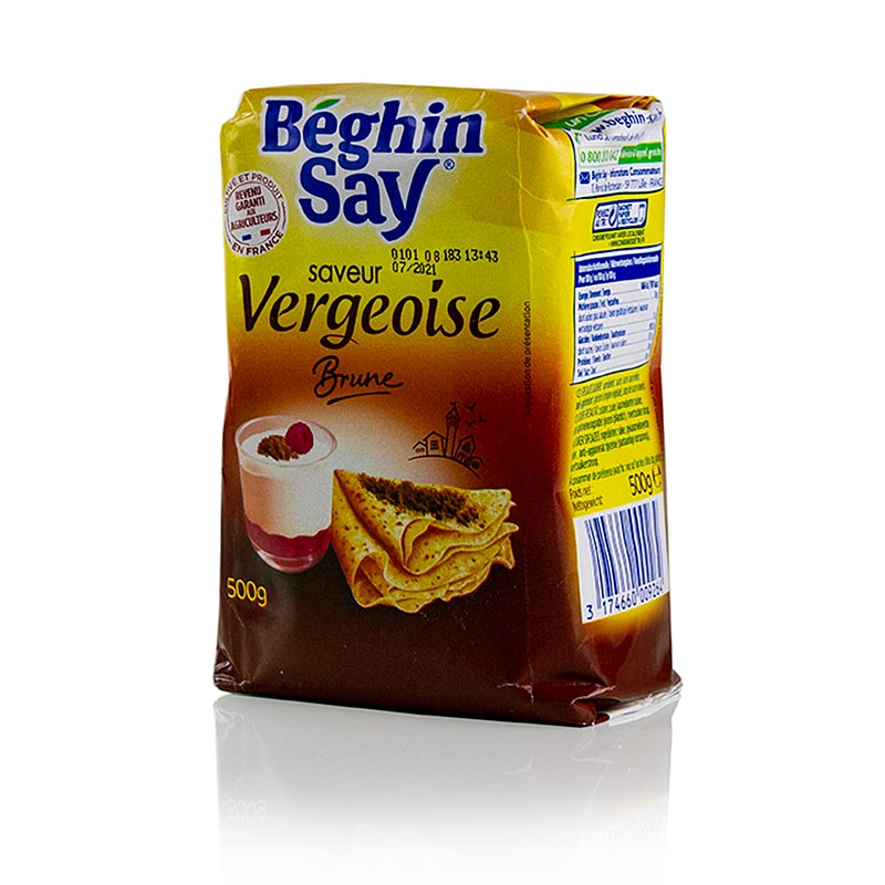 Vergeoise sugar, brown, flavored with caramel, 500 g, bag