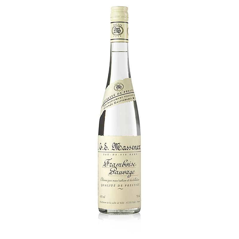 Massenez Eau-de-Vie Framboise Sauvage Prestige, raspberry, 46% vol., Alsace - 700 ml - bottle Massenez Eau-de-Vie Framboise Sauvage Prestige, raspberry, 46% vol., Alsace - 700 ml - bottle