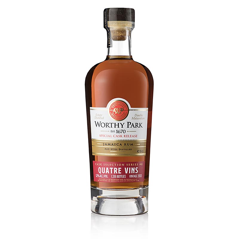 Worthy Park Estate Jamaica Rum 2013 Quatre Vins Special Cask, 52% vol. - 700 ml - fles Worthy Park Estate Jamaica Rum 2013 Quatre Vins Special Cask, 52% vol. - 700 ml - fles
