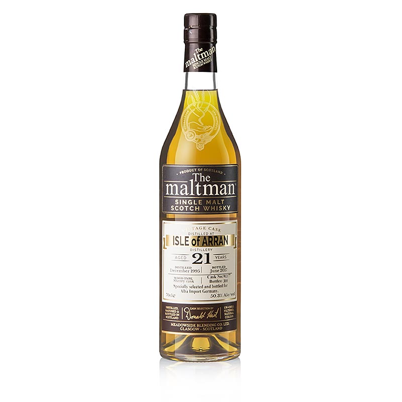 Single Malt Whisky Arran Maltman 1995, Sherry Cask, 21 Jahre, 50,3% vol. - 700 ml - Flasche Single Malt Whisky Arran Maltman 1995, Sherry Cask, 21 Jahre, 50,3% vol. - 700 ml - Flasche