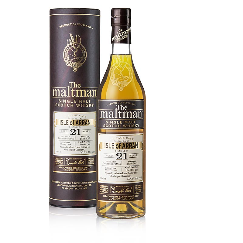 Single Malt Whisky Arran Maltman 1995, Sherry Cask, 21 Jahre, 50,3% vol. - 700 ml - Flasche Single Malt Whisky Arran Maltman 1995, Sherry Cask, 21 Jahre, 50,3% vol. - 700 ml - Flasche