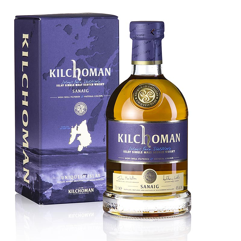 Single Malt Whisky Kilchoman Sanaig, 46% vol., Islay - 700 ml - flaske