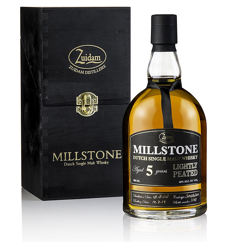 Single Malt Whisky Zuidam Millstone, 5 Jahre, Lighltly Peated, 40% vol., Holland - 700 ml - Flasche Single Malt Whisky Zuidam Millstone, 5 Jahre, Lighltly Peated, 40% vol., Holland - 700 ml - Flasche