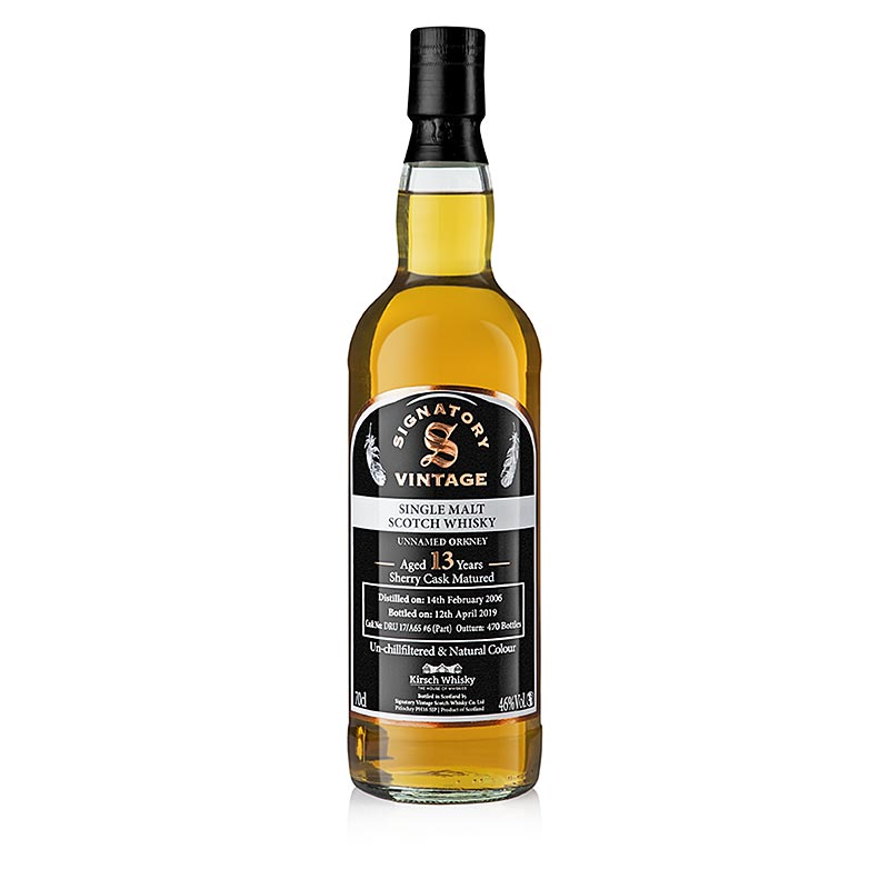 Single Malt Whisky Unnamed Orkney 13 J., Signatory Sherry Cask, 46% vol. - 700 ml - Flasche Single Malt Whisky Unnamed Orkney 13 J., Signatory Sherry Cask, 46% vol. - 700 ml - Flasche