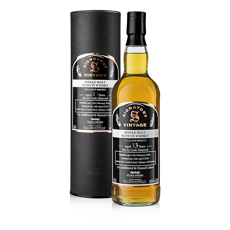 Single Malt Whisky Unnamed Orkney 13 J., Signatory Sherry Cask, 46% vol. - 700 ml - Flasche Single Malt Whisky Unnamed Orkney 13 J., Signatory Sherry Cask, 46% vol. - 700 ml - Flasche