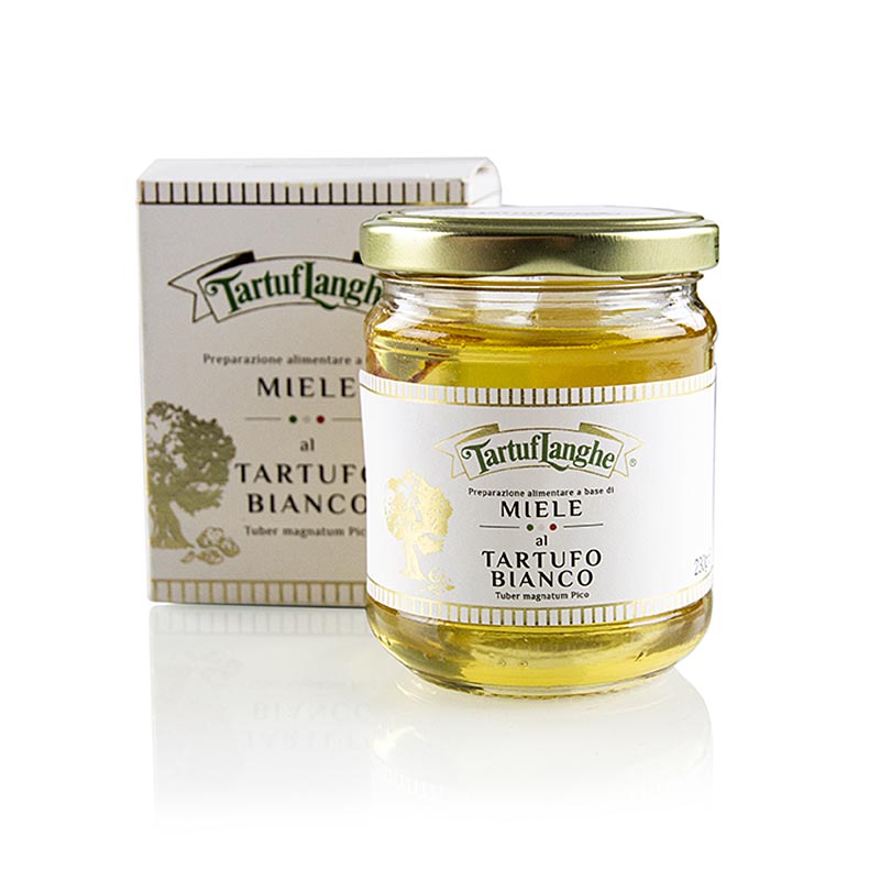 TARTUFLANGHE Acaciahoning, licht, met witte truffel en aroma - 230g - Glas