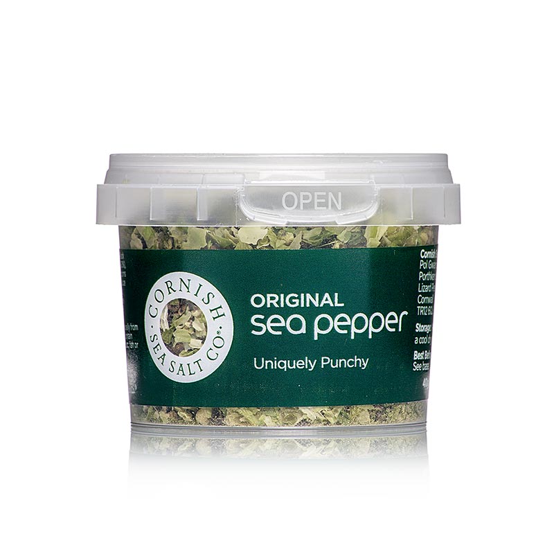 Cornish Sea Salt Peppery Umami, Meersalzflocken mit Luxury Pfeffer & Algen - 40 g - Pe-dose