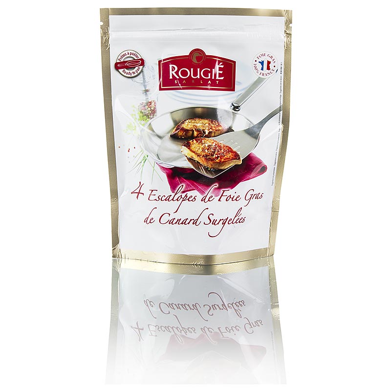 Foie gras de canard, 4 tranches denviron 45g, de Rougie - 180g, 4 x 45g - sac