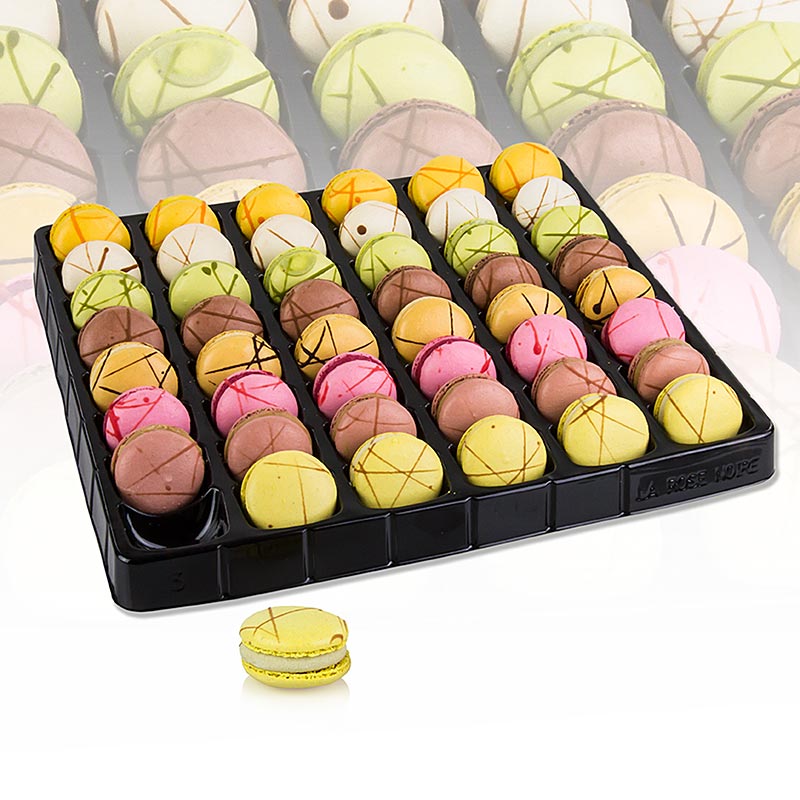 Macarons Mischung, Ohne Azo, 8 Sorten, Ø 40 mm - 1,44 kg, 96 St - Karton Macarons Mischung, Ohne Azo, 8 Sorten, Ø 40 mm - 1,44 kg, 96 St - Karton