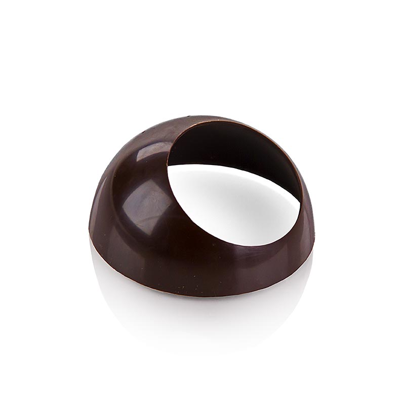 Chokoladeform halvkugle, måne, stor, mørk, Ø 80 x 40 mm - 720 g, 45 stk - karton